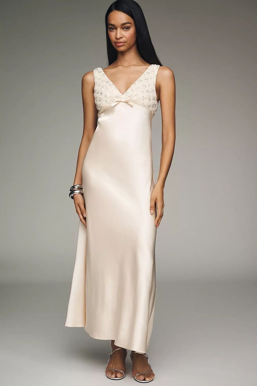 SAYLOR Saylor Serefina V-Neck Maxi Dress in Butter Size Small $253